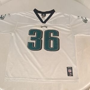 Reebok White and Teal #36 Philadelphia Eagles Jersey